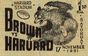 1951 Brown Harvard Football Ticket Stub Art_Best Ticket Stub Collection